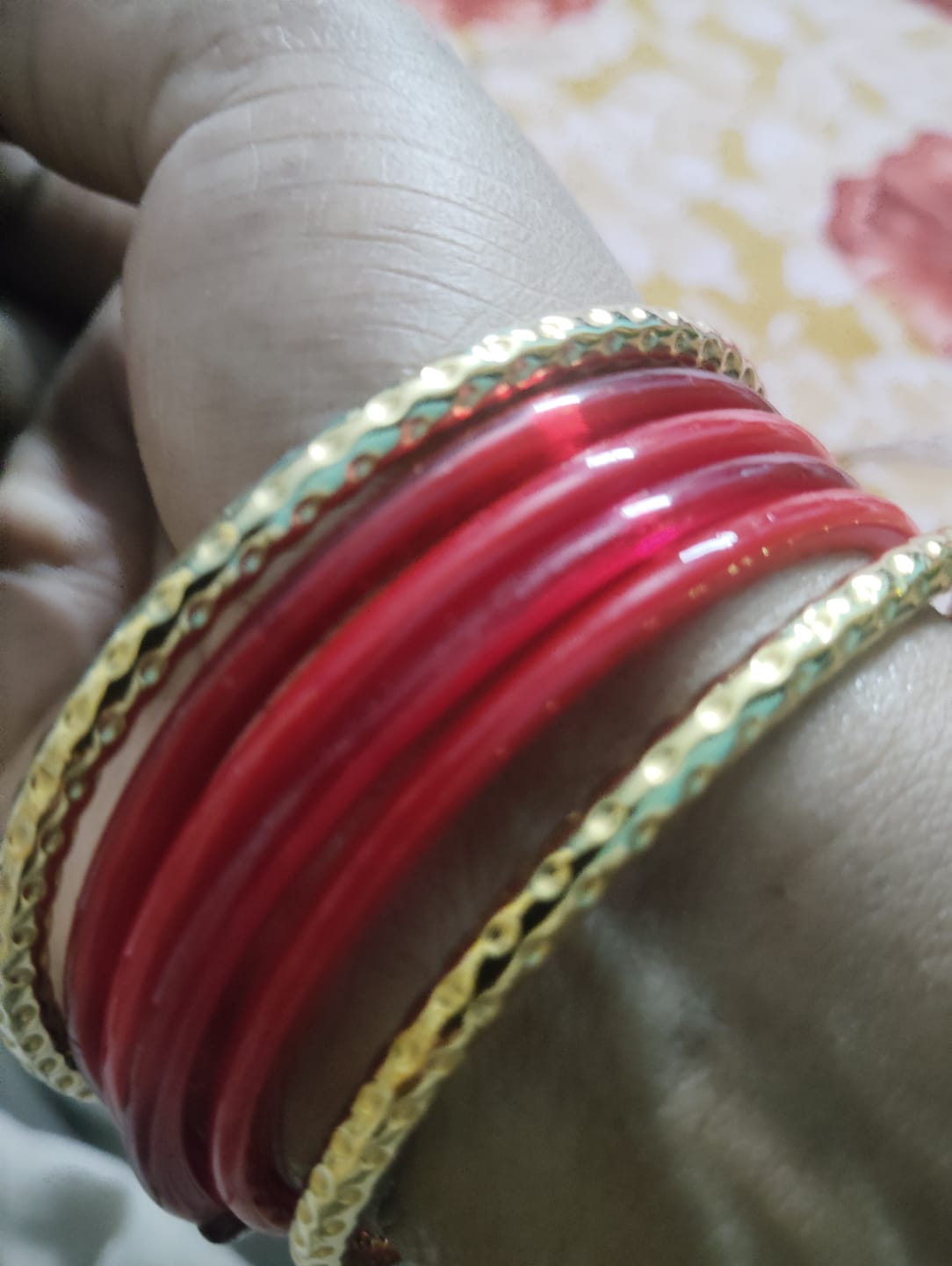 Customer photo review of Gold Plated Circle Hammered Buddhist Bracelet