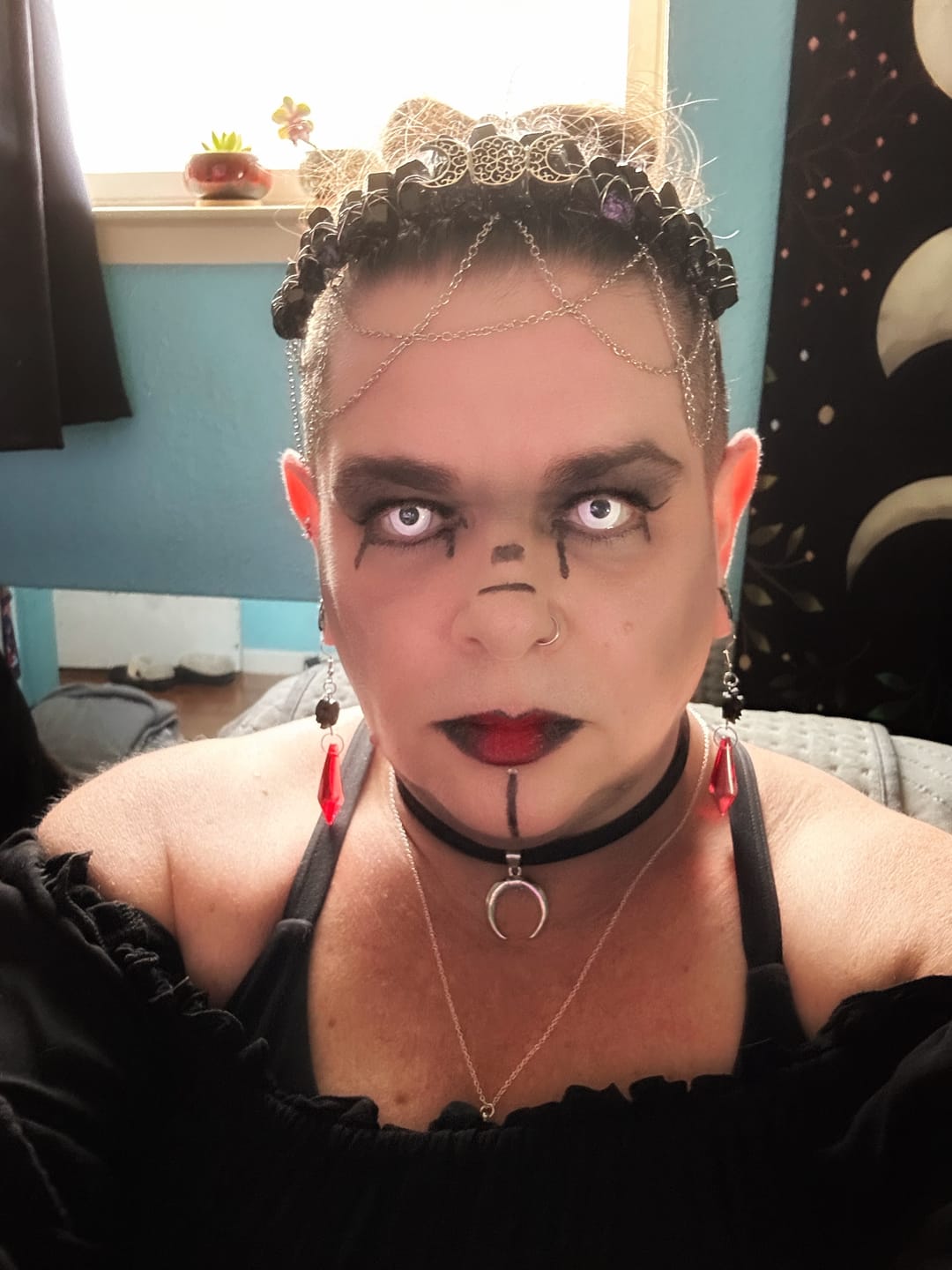 Customer photo review of Halloween Whiteout Prescription Colored Contact Lenses