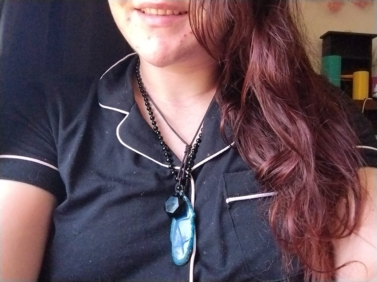 Customer photo review of Obsidian Vitality Necklace
