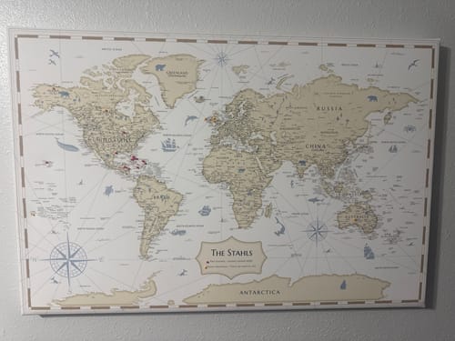 Customer photo review of Pinnable World Journey Map • Ivory