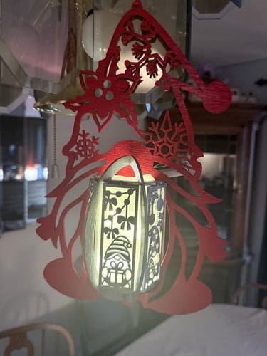 Customer photo review of Laser Cut Christmas Gnome Candle Holder Svg File