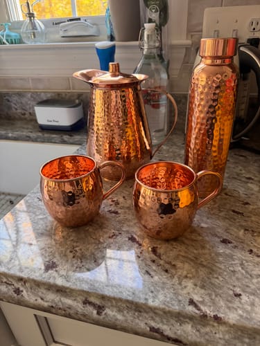 Customer photo review of Hammered Pure Copper Water Bottle 950ml