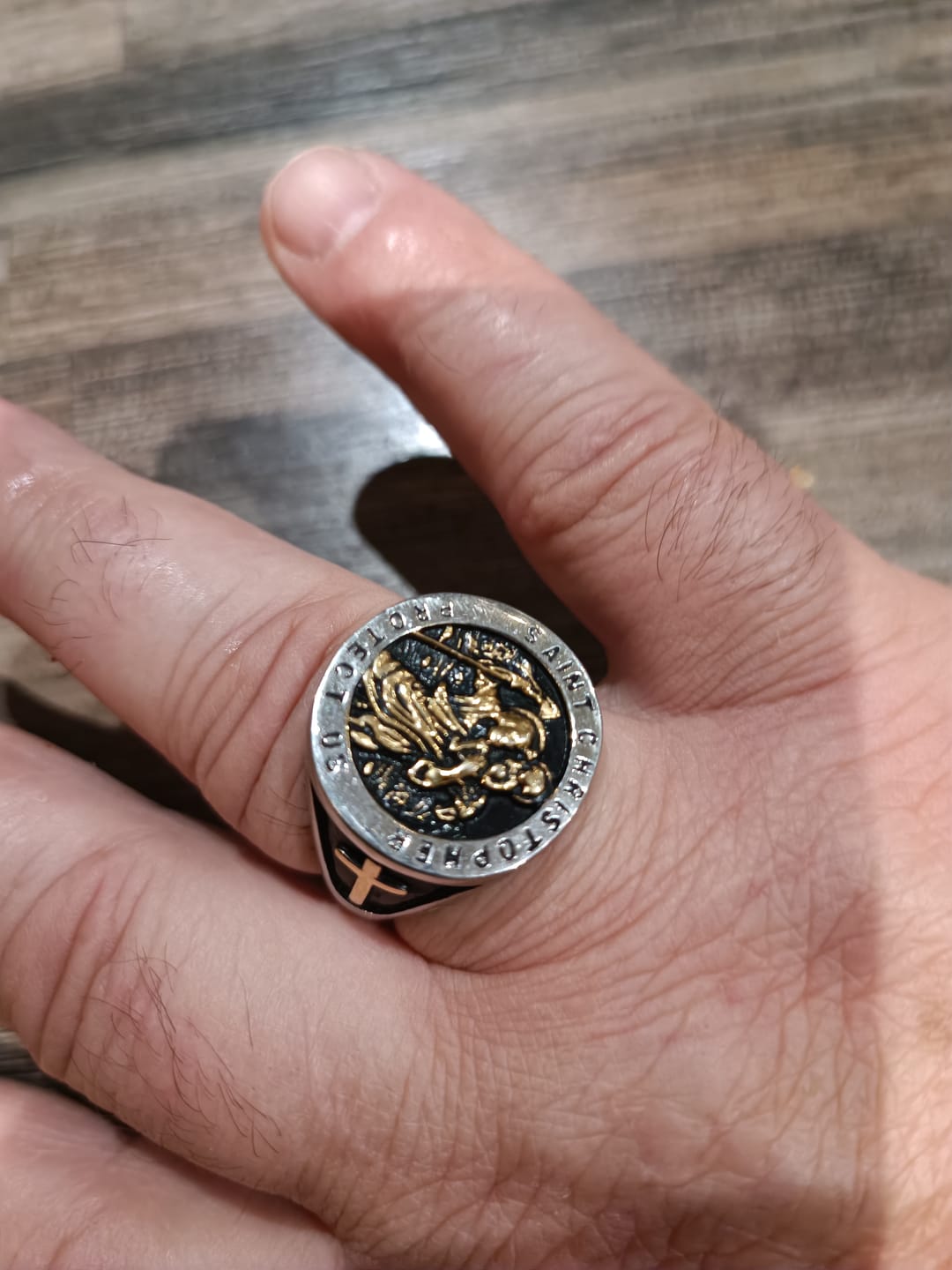 Customer photo review of Bague Saint Christophe