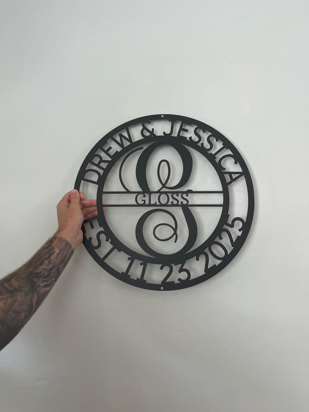 Customer photo review of Personalized Elaborate Name Steel Sign - Custom Anniversary & Wedding Gift