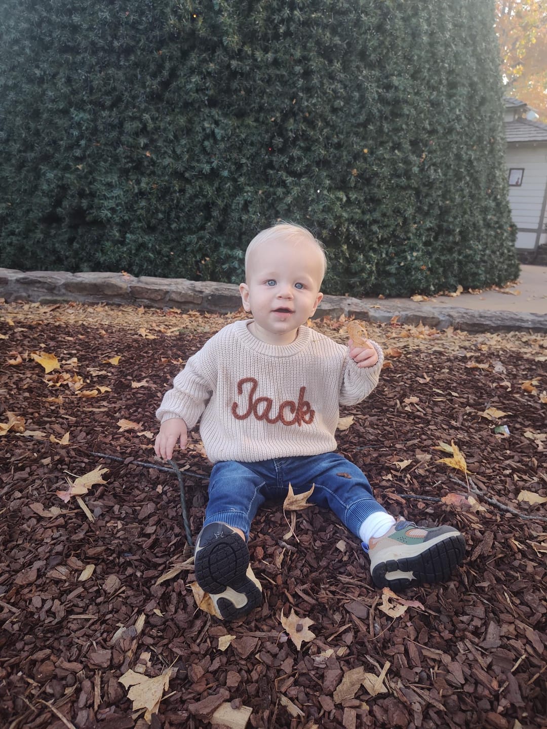 Customer photo review of Hand Knitted Personalized Sweater
