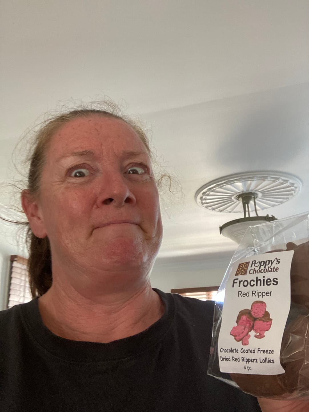 Customer photo review of Frochies Red Ripper chocolate coated freeze dried lollies