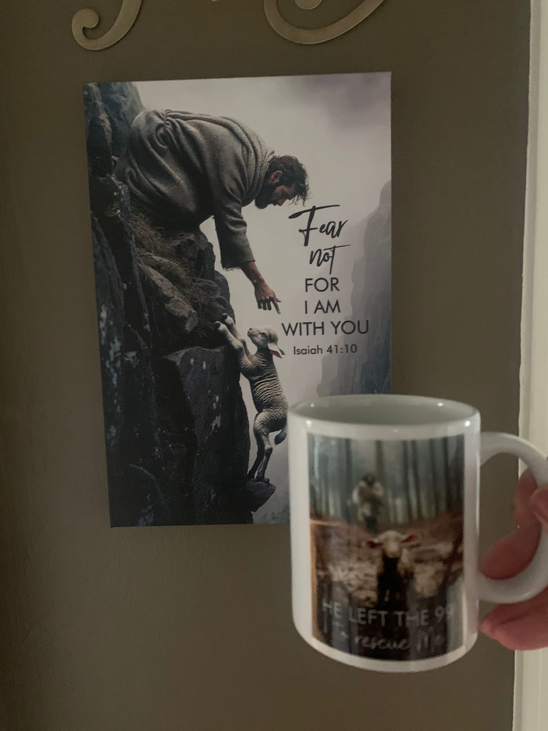 Customer photo review of He Left the 99 to Rescue Me, Jesus and Lost Sheep, Coffee Mug