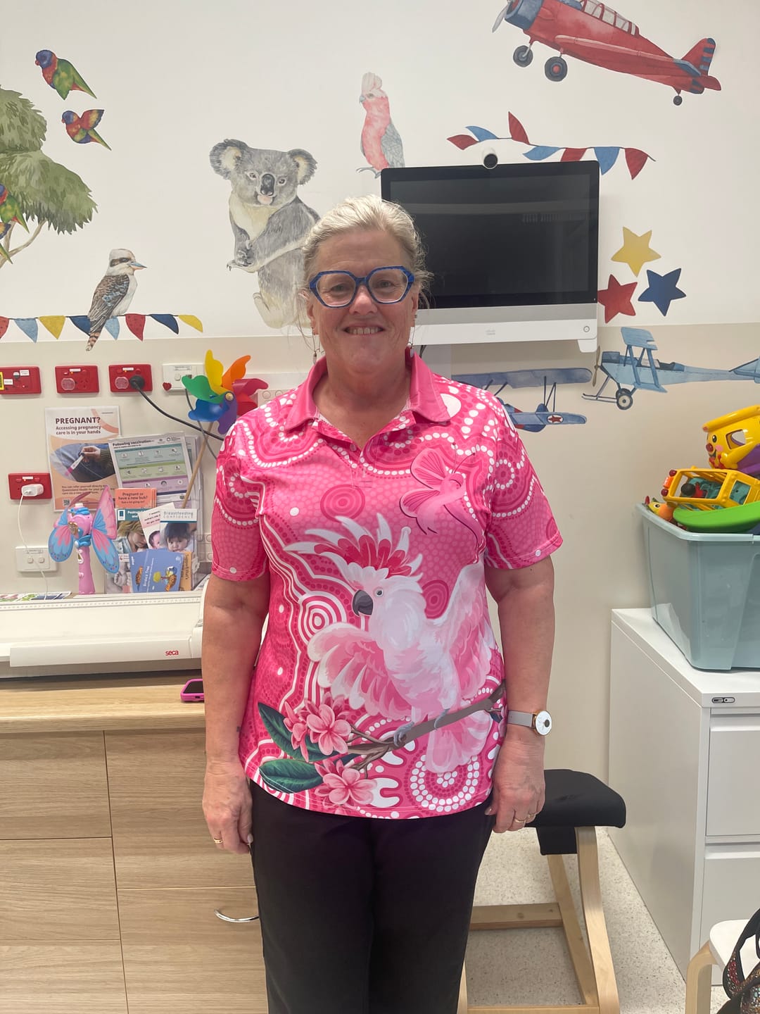 Customer photo review of Australia Breast Cancer Awareness Women Polo Shirt Pink Cockatoo Ribbon Aboriginal Art LT14