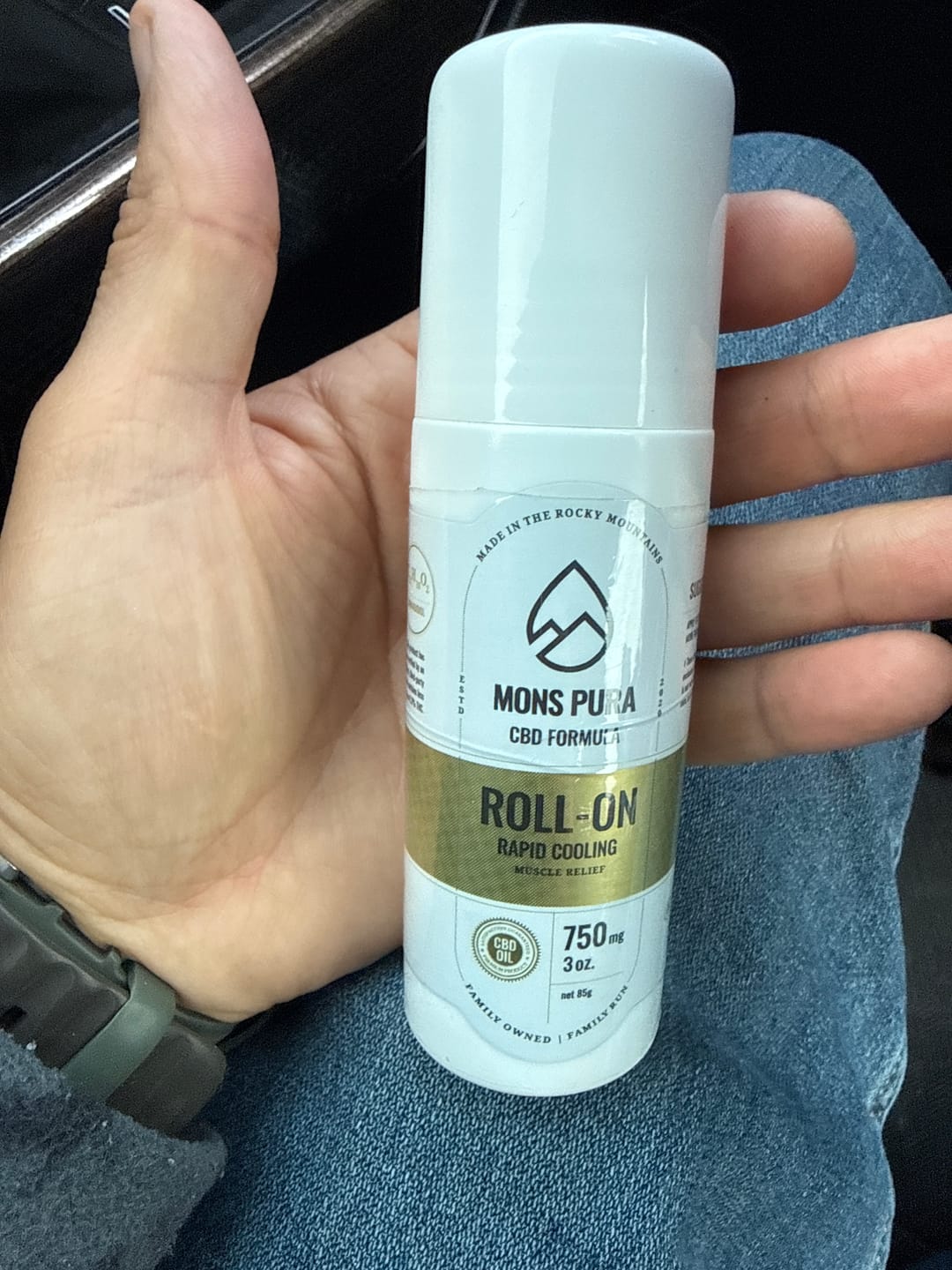 Customer photo review of Rapid Cooling Muscle Relief Roll On 750mg CBD