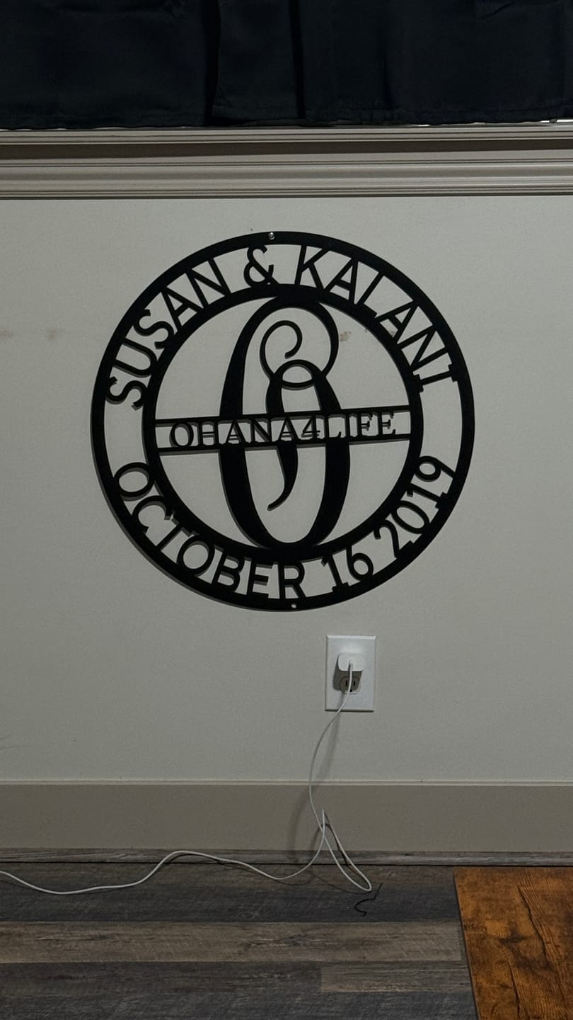Customer photo review of Personalized Elaborate Name Steel Sign - Custom Anniversary & Wedding Gift
