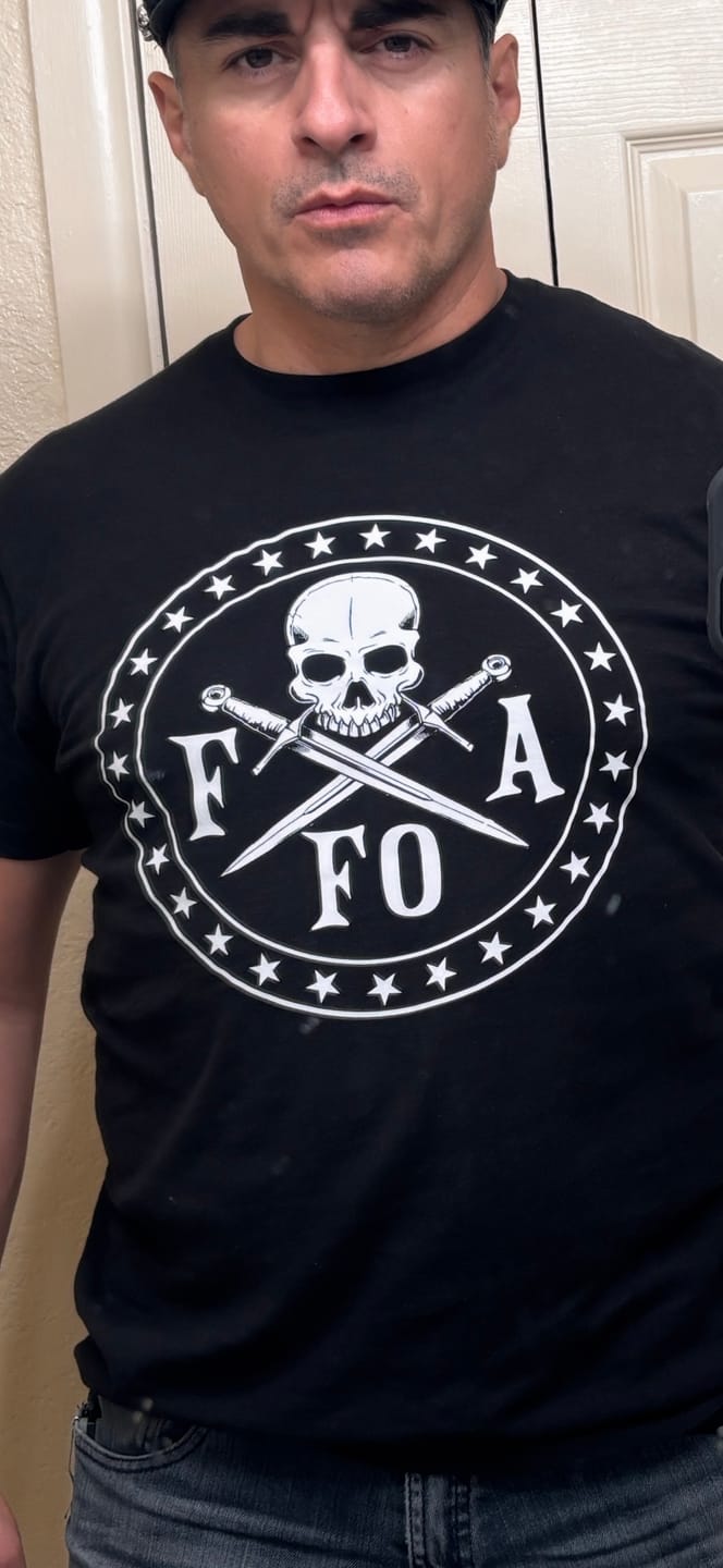 Customer photo review of FAFO Skull & Dagger T-Shirt