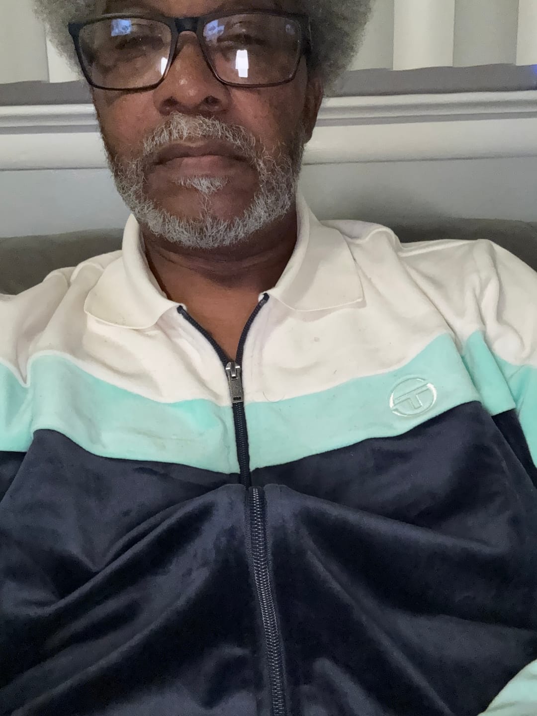 Customer photo review of Lazaro Velour Track Jacket- Maritime Blue