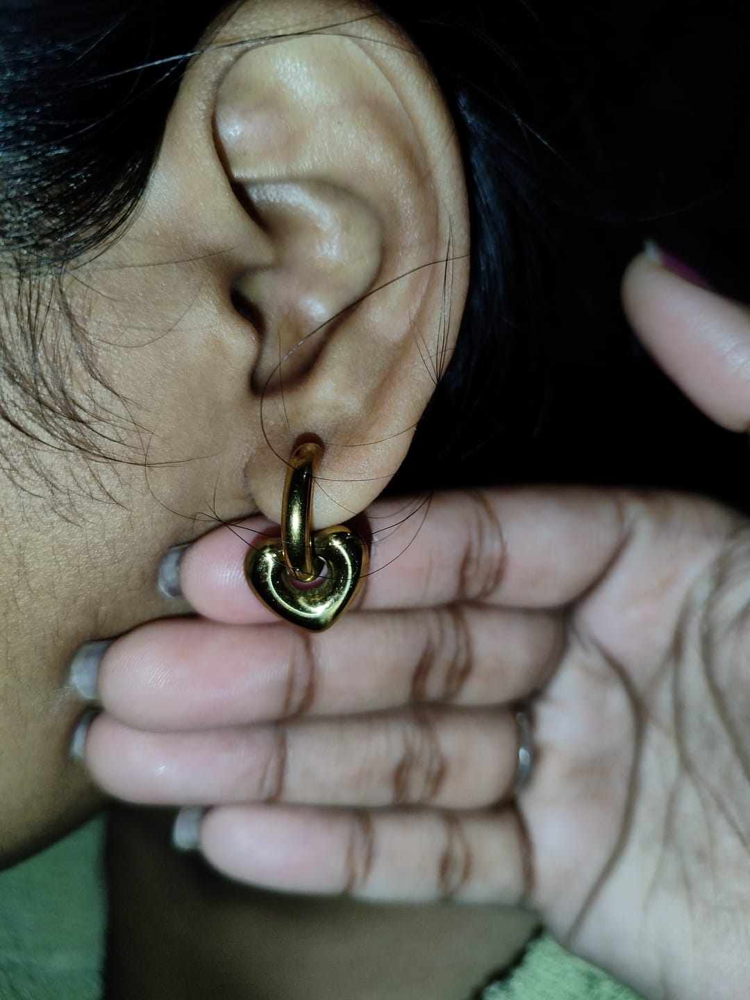 Customer photo review of Bi-metal Wrapped With Love Earrings