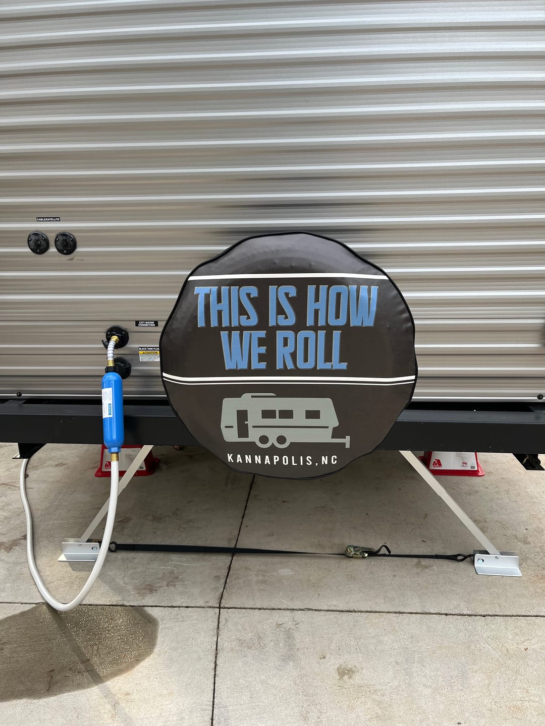 Customer photo review of Custom Spare Tire Cover for Jeep, RV, Bronco Camper, Trailer, & More