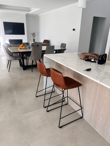 Customer photo review of Kye 65cm Leatherette Kitchen Bar Stool in Rust