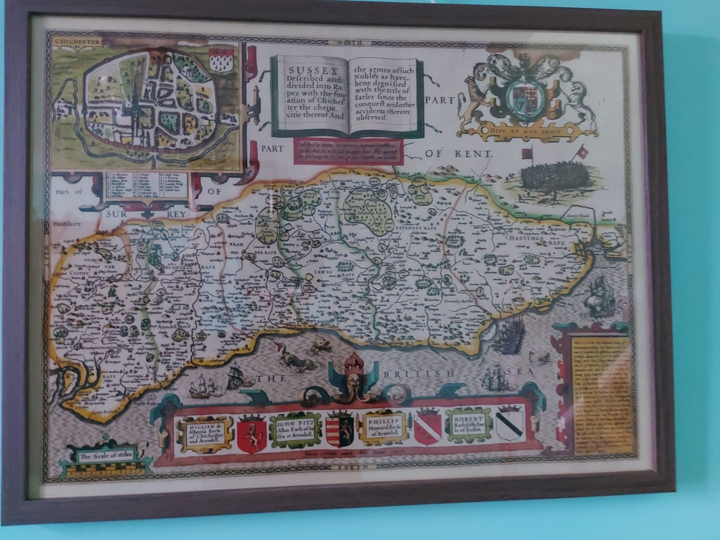 Customer photo review of Old Map of Sussex in 1611 by John Speed - Worthing, Crawley, Brighton, Bognor, Eastbourne