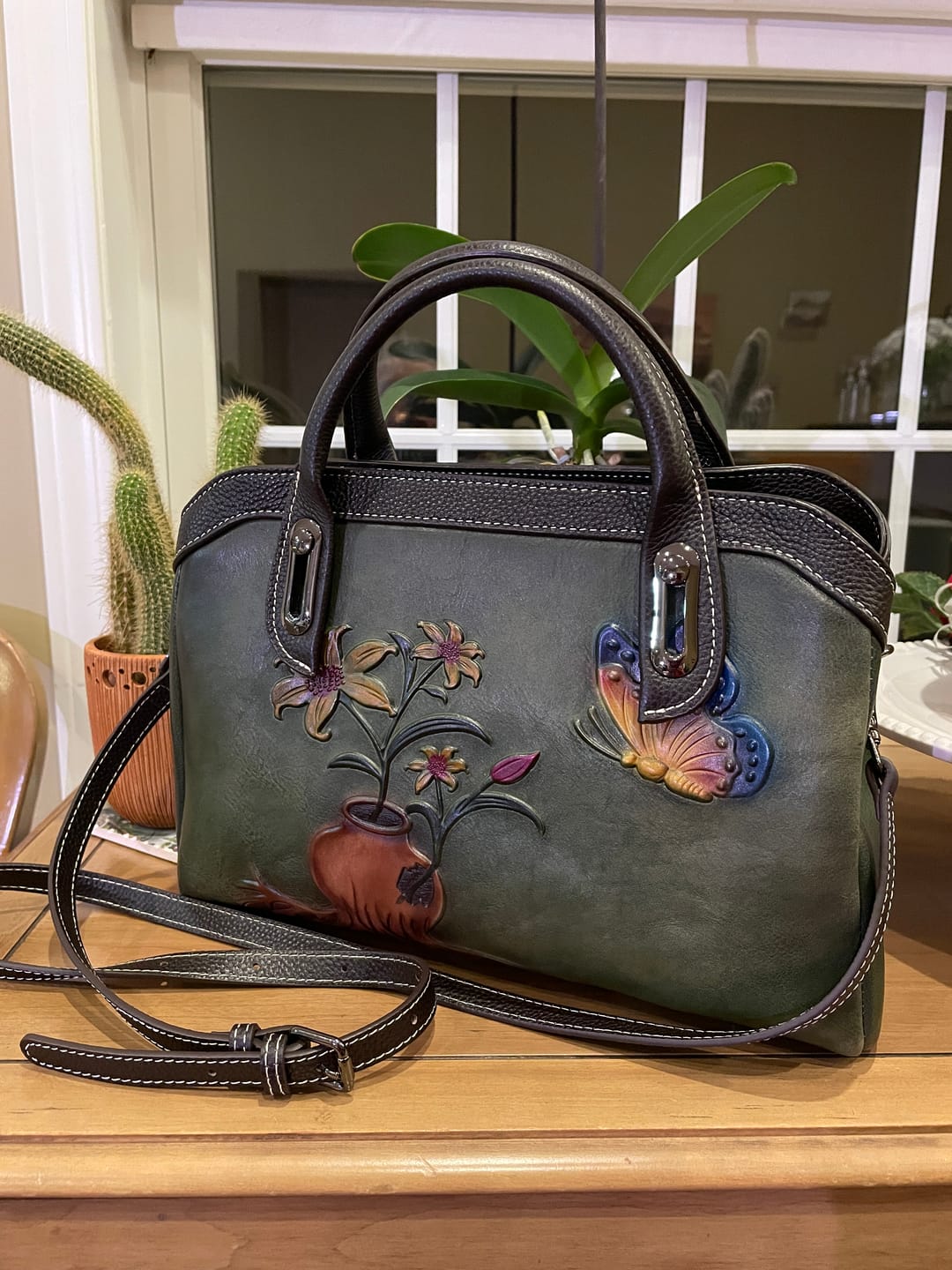 Customer photo review of Classy Retro Floral Embossed Crossbody Bag