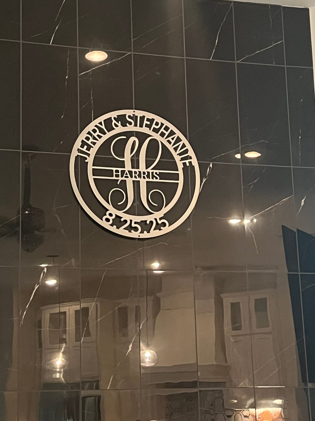 Customer photo review of Personalized Elaborate Name Steel Sign - Custom Anniversary & Wedding Gift