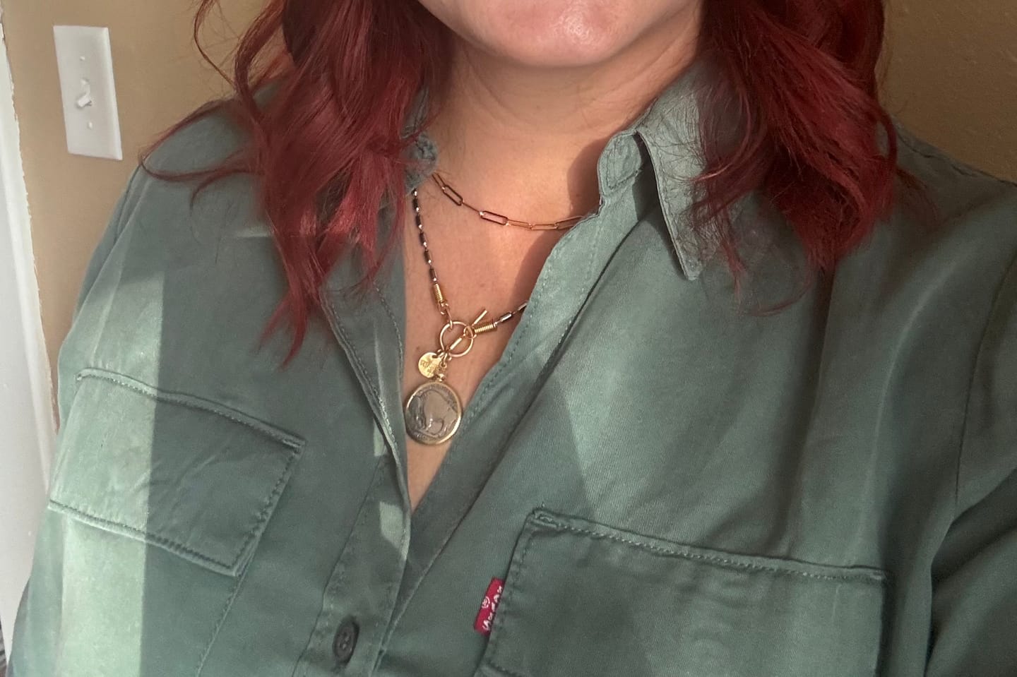 Customer photo review of Buffalo nickel necklace