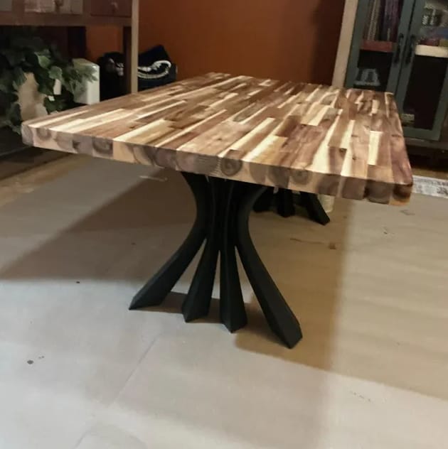 Customer photo review of Bench Legs 126 Akro 16" H for Live Edge Table Top