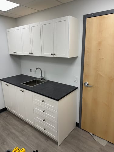 Customer photo review of 24" Wide Base Cabinet - Sink Cabinet - No Back - (Ply Wood Boxes - Thermofoil Doors)