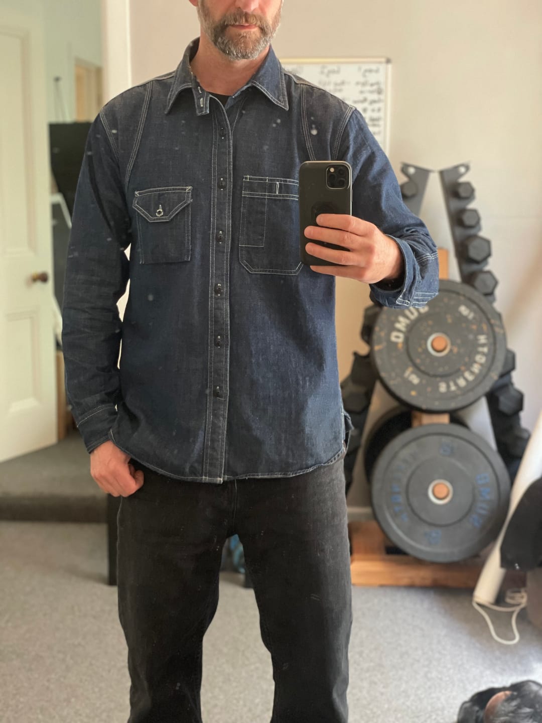 Customer photo review of 1933 Cigarette Pocket Denim Work Shirt