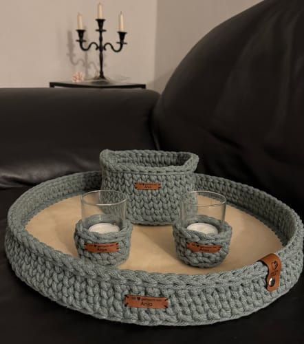 Customer photo review of Label-Set "Einzelstück mit Herz" Kunstleder Label für Häkelkörbe, Label aus Kunstleder - Korblabel - CS0022-U