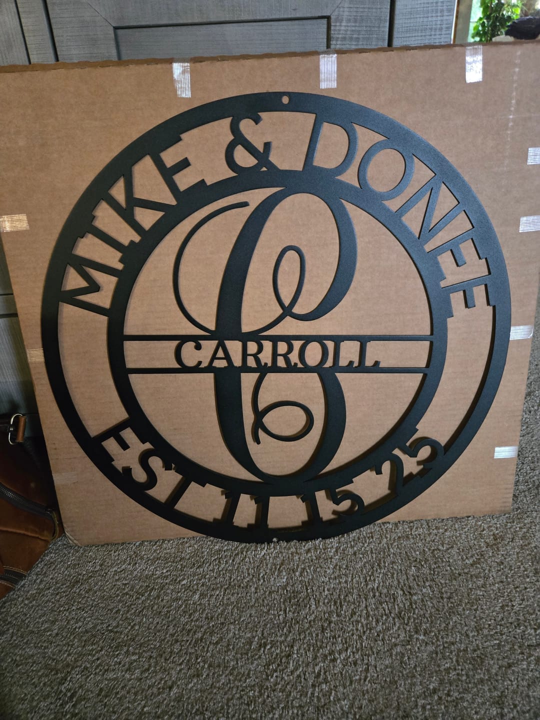 Customer photo review of Personalized Elaborate Name Steel Sign - Custom Anniversary & Wedding Gift
