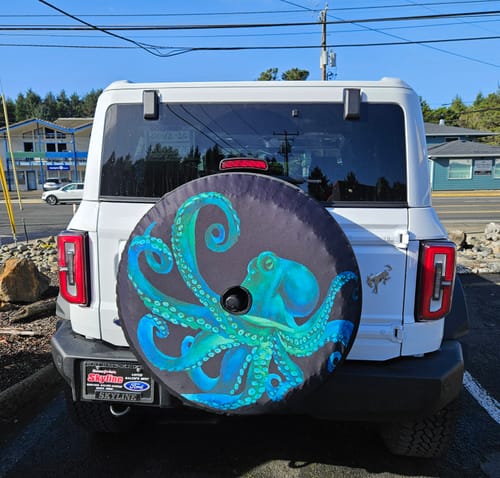 Customer photo review of Watercolor Octopus Print Tire Cover With Camera Hole