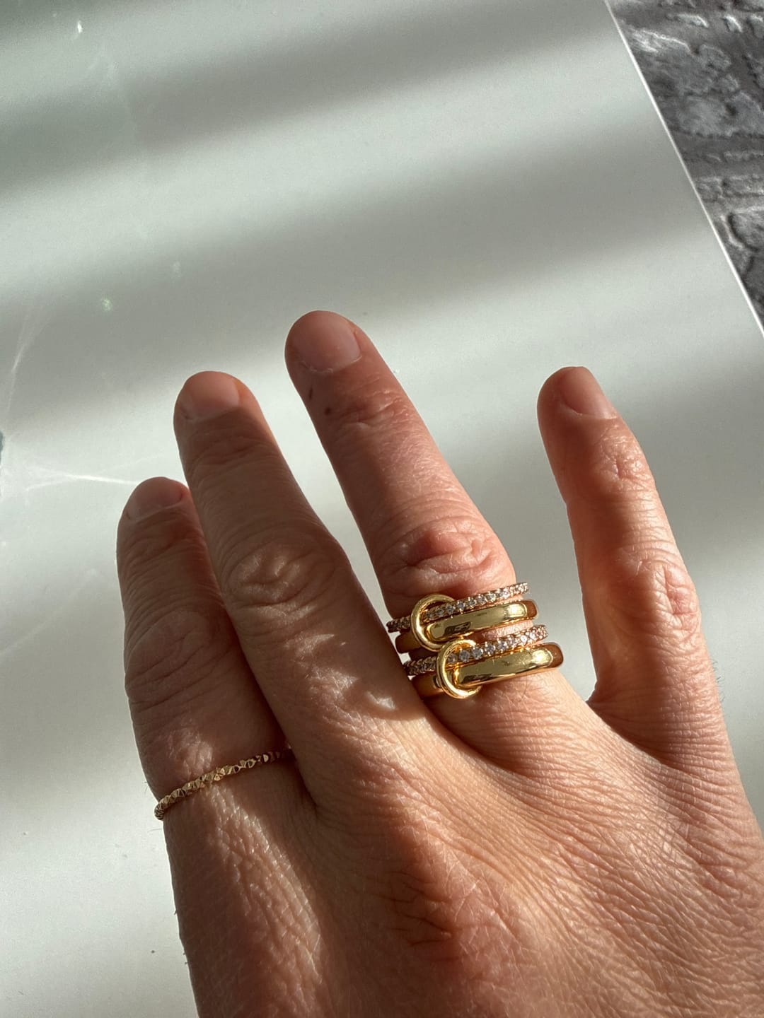 Customer photo review of Paloma Sparkling Rhinestone Stacked Ring