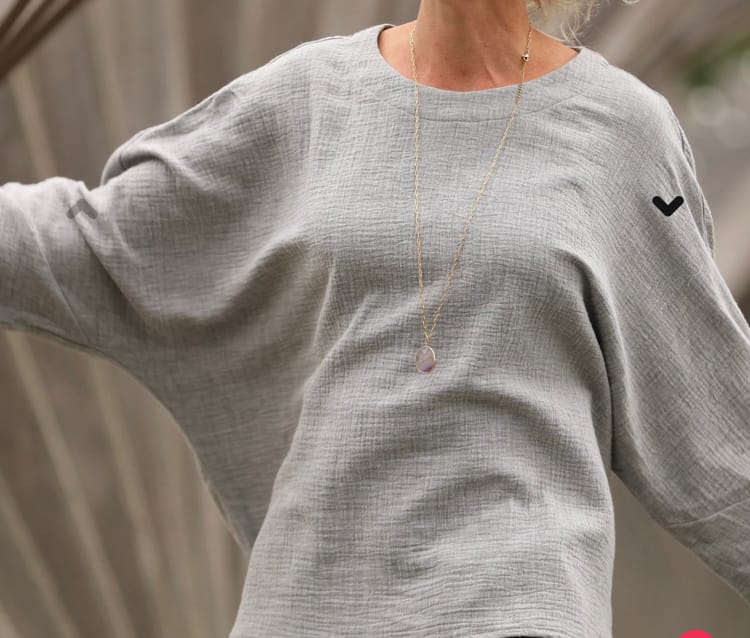 Customer photo review of Blouse Naomie - double gaze de coton gris chiné