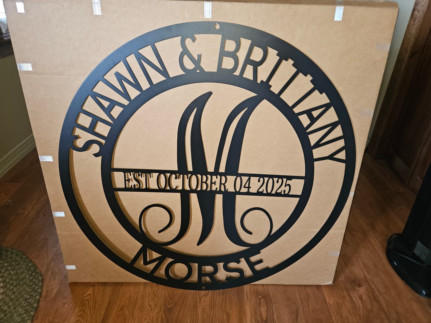 Customer photo review of Personalized Elaborate Name Steel Sign - Custom Anniversary & Wedding Gift