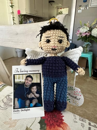 Customer photo review of Dolly® Personalized Crochet Doll with Photo Card