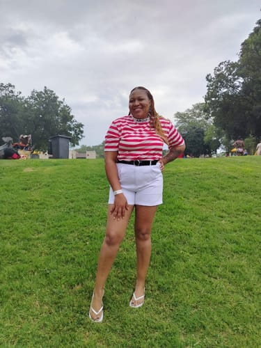 Customer photo review of Casual Cargo Shorts High Waist Pants.