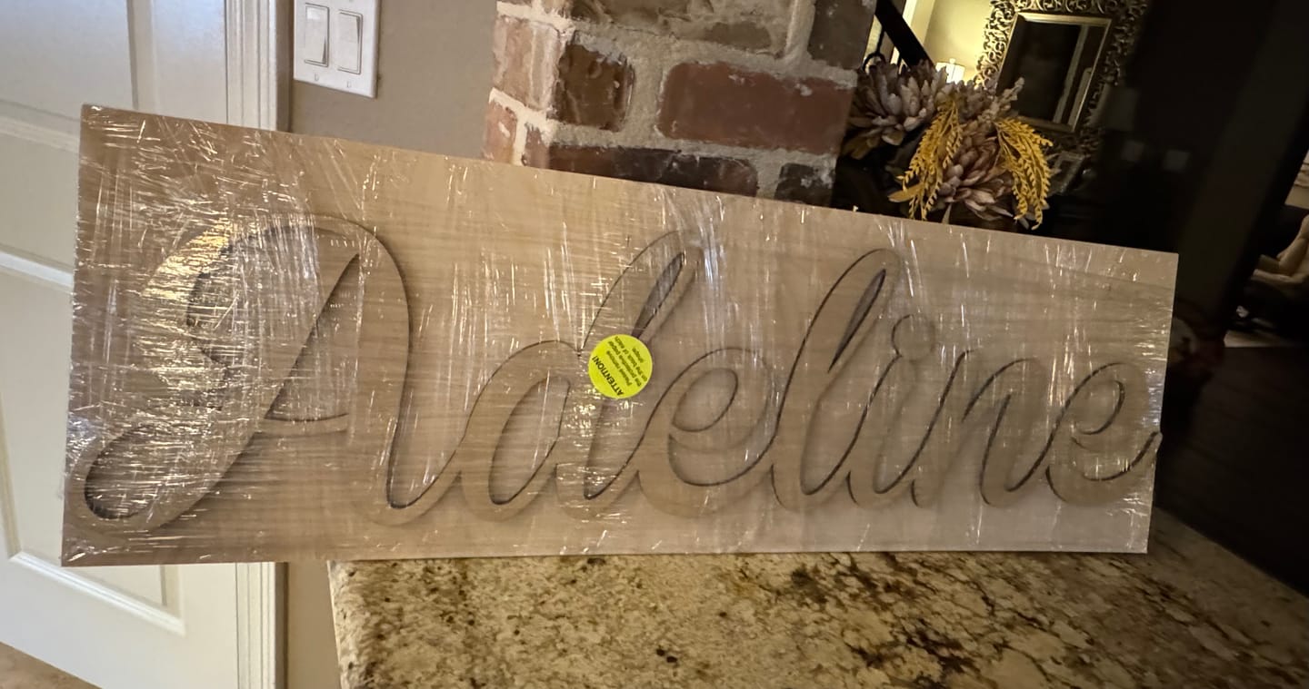 Customer photo review of Script Font Custom Name Wood Cutout - Baby Nursery - Decor - DIY - up to 48 Wide"