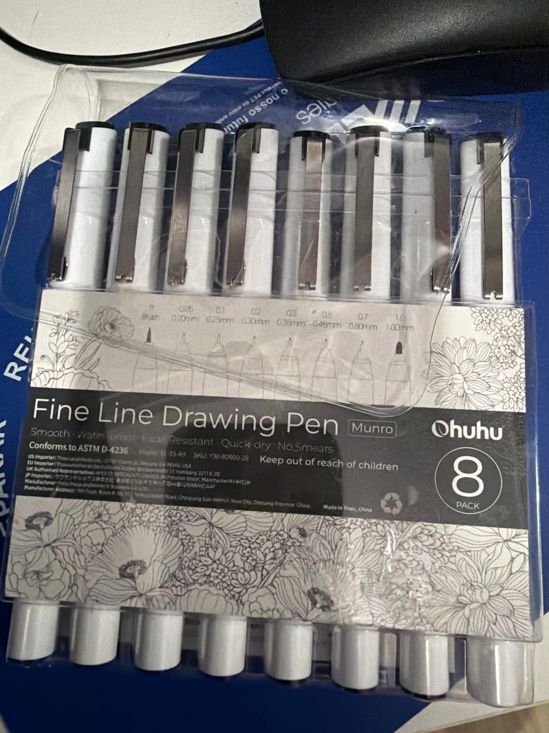 Customer photo review of Ohuhu Fineliner Drawing Pen, 8 Pack