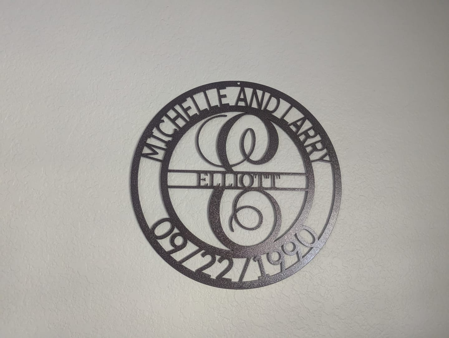 Customer photo review of Personalized Elaborate Name Steel Sign - Custom Anniversary & Wedding Gift