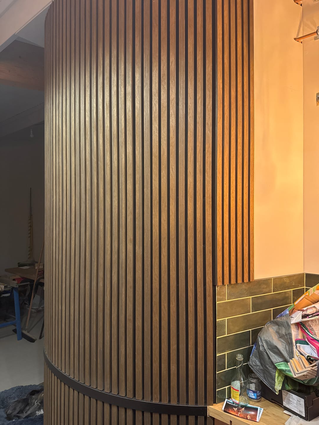 Customer photo review of Wooden Wall Panel | Smoked Oak | Premium 3-sided Wood Veneer