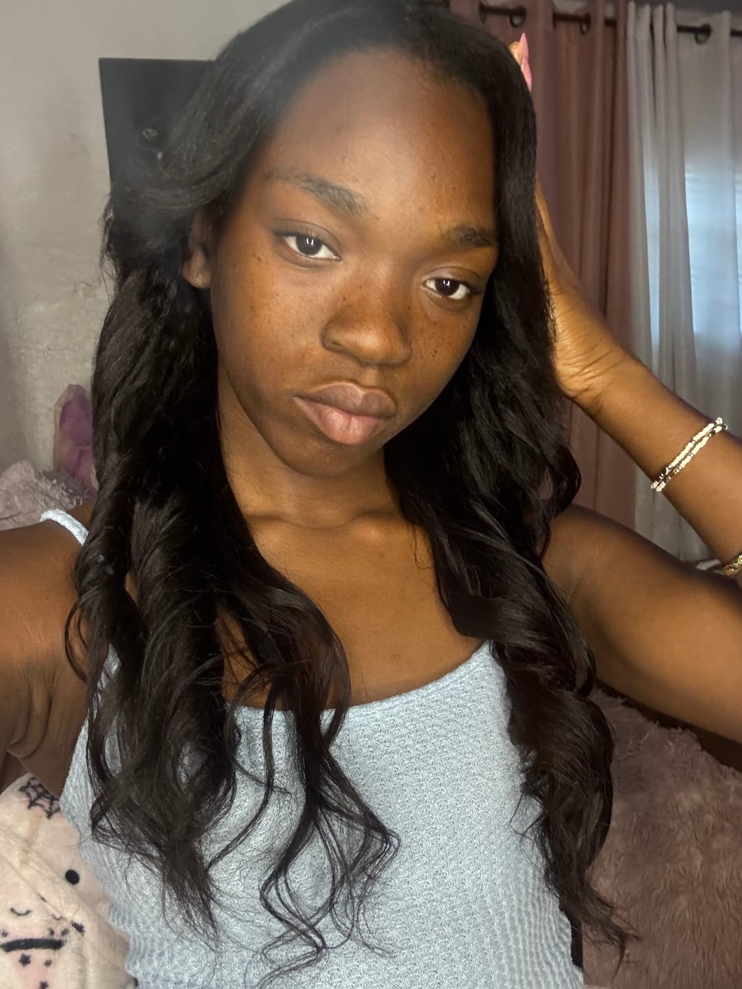 Customer photo review of Kinky Straight Human Hair Bundles Natural Color