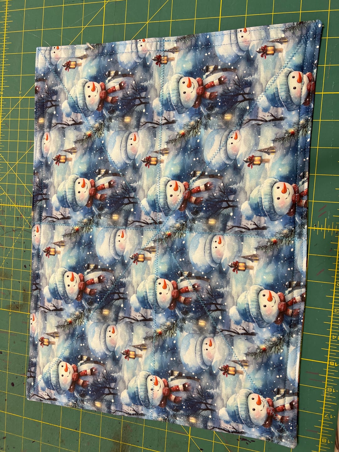 Customer photo review of A Snowmans Winter at Night with Lanterns #3 Fabric