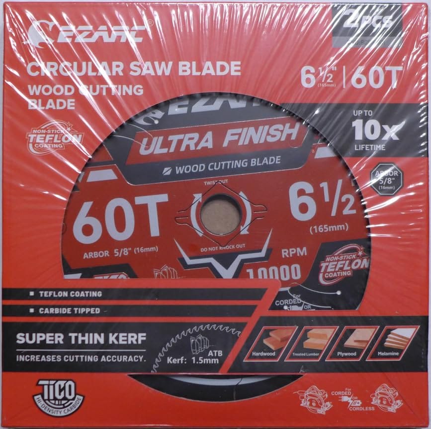 Customer photo review of EZARC 7-1/4 Inch Circular Saw Blades Wood Cutting Blade, Ultra-Thin 1.5mm Kerf, Non-Stick Coating, 2 Pack