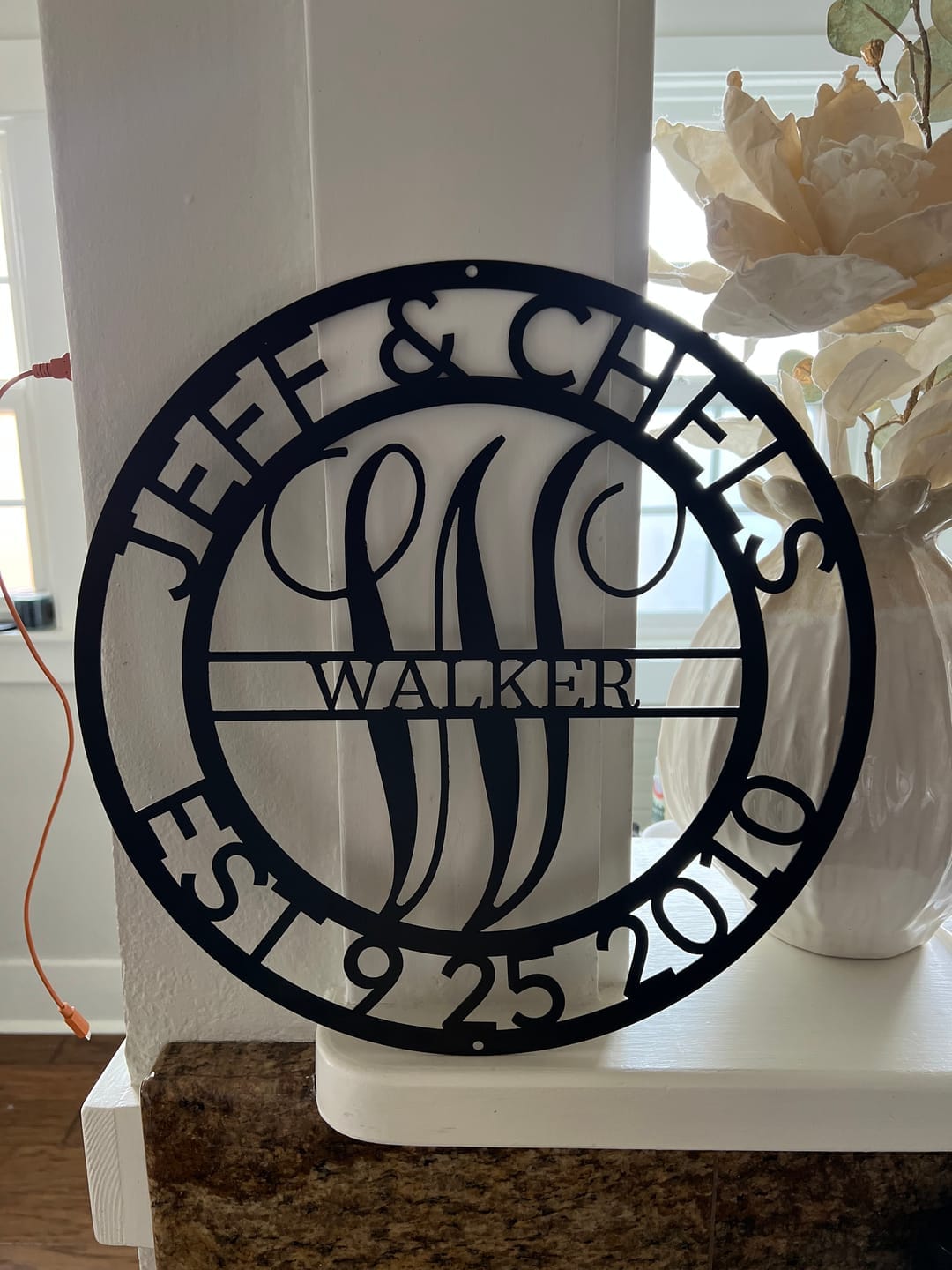 Customer photo review of Personalized Elaborate Name Steel Sign - Custom Anniversary & Wedding Gift