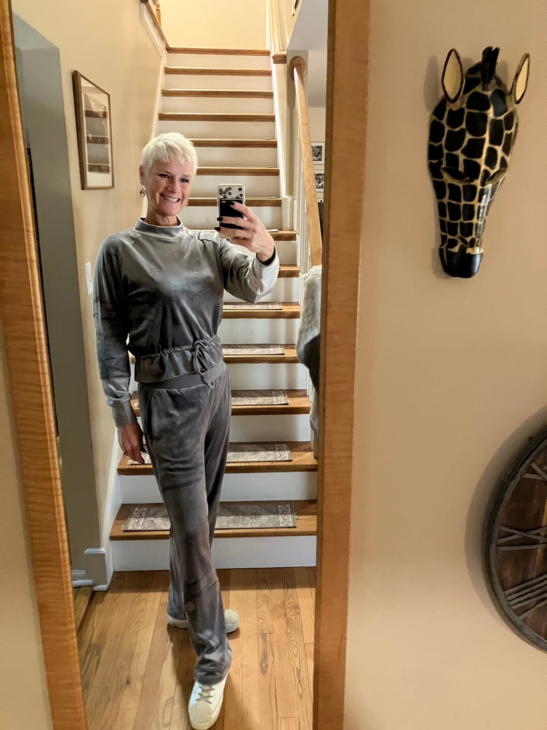 Customer photo review of Lina Velour Track Pant- Quiet Shade