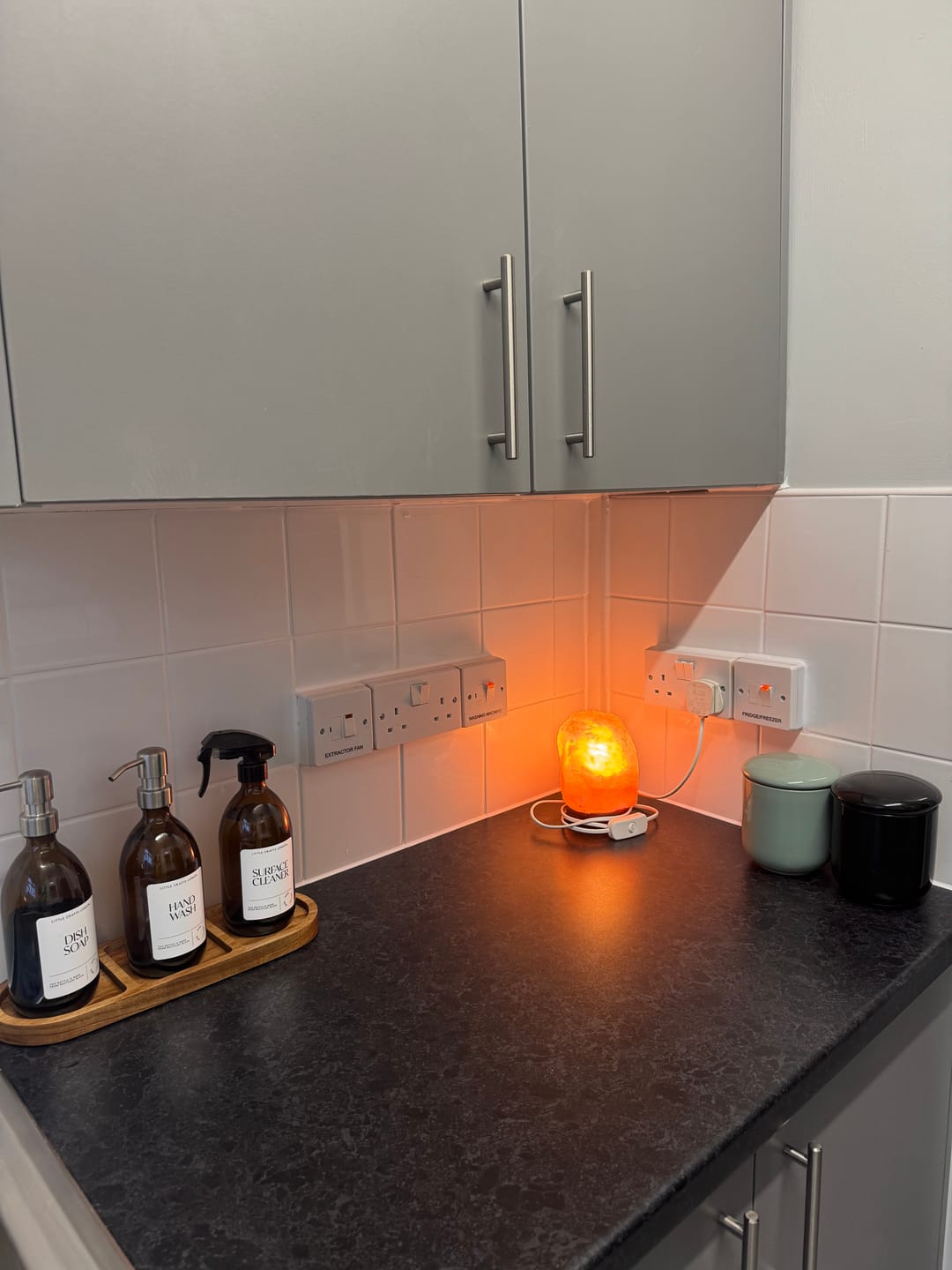 Customer photo review of Spray and Pump Set of 3 Reusable Amber Glass Bottles 500 ML