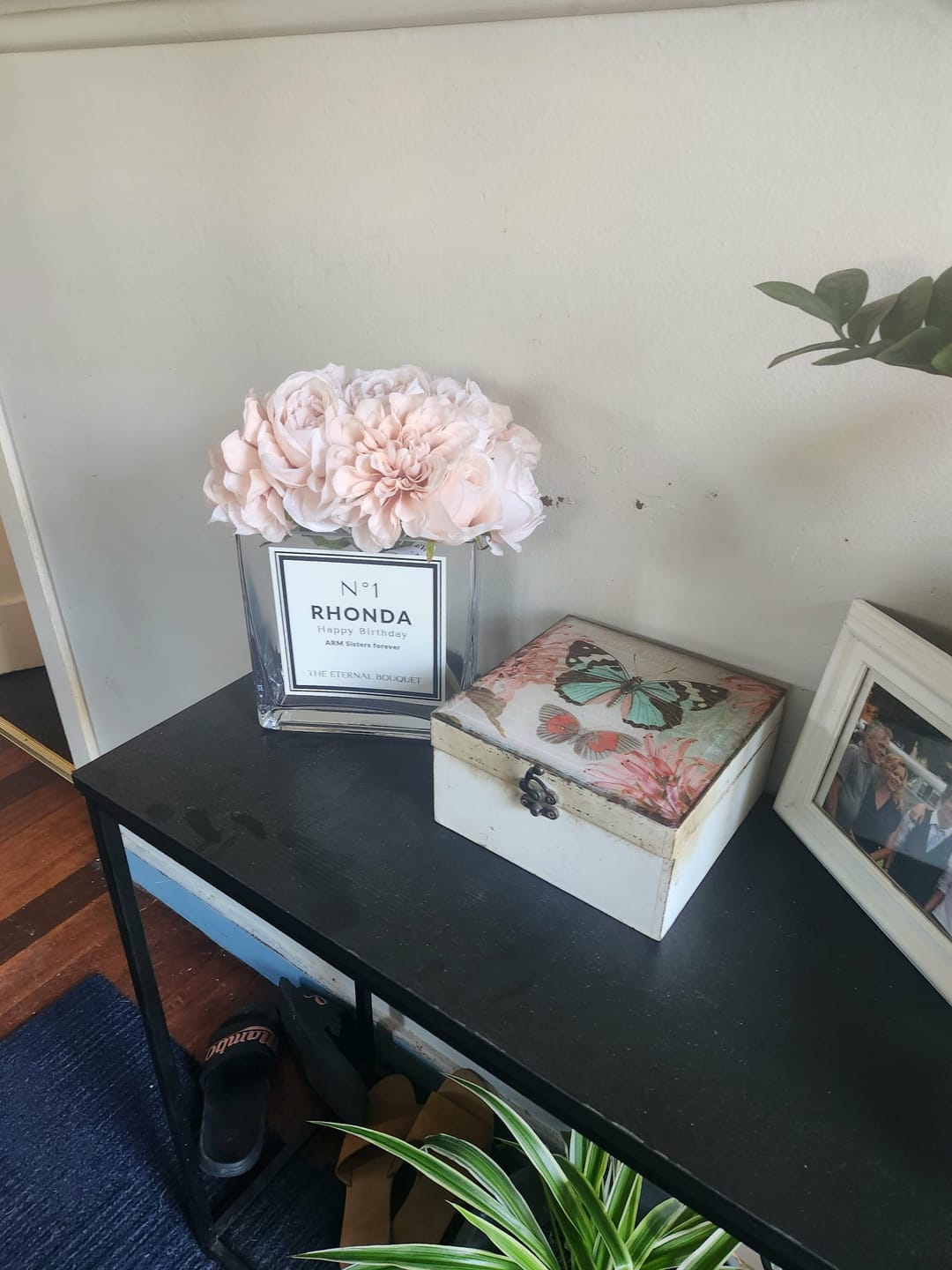 Customer photo review of Personalised Glass Vase - Scented Mixed Blush Bouquet