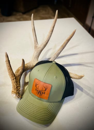 Customer photo review of Custom Leather Patch Trucker Hat - Richardson 112