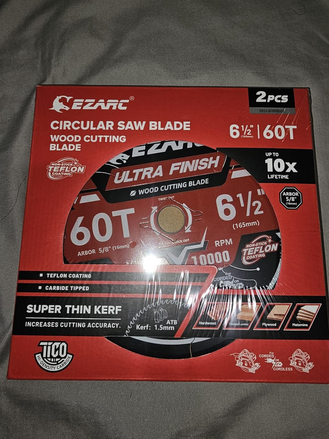 Customer photo review of EZARC 7-1/4 Inch Circular Saw Blades Wood Cutting Blade, Ultra-Thin 1.5mm Kerf, Non-Stick Coating, 2 Pack
