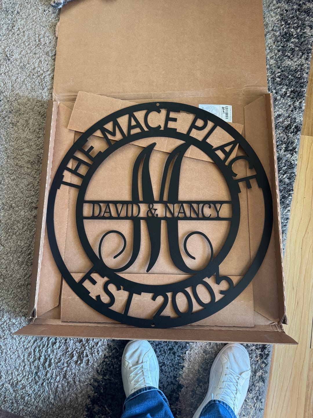 Customer photo review of Personalized Elaborate Name Steel Sign - Custom Anniversary & Wedding Gift