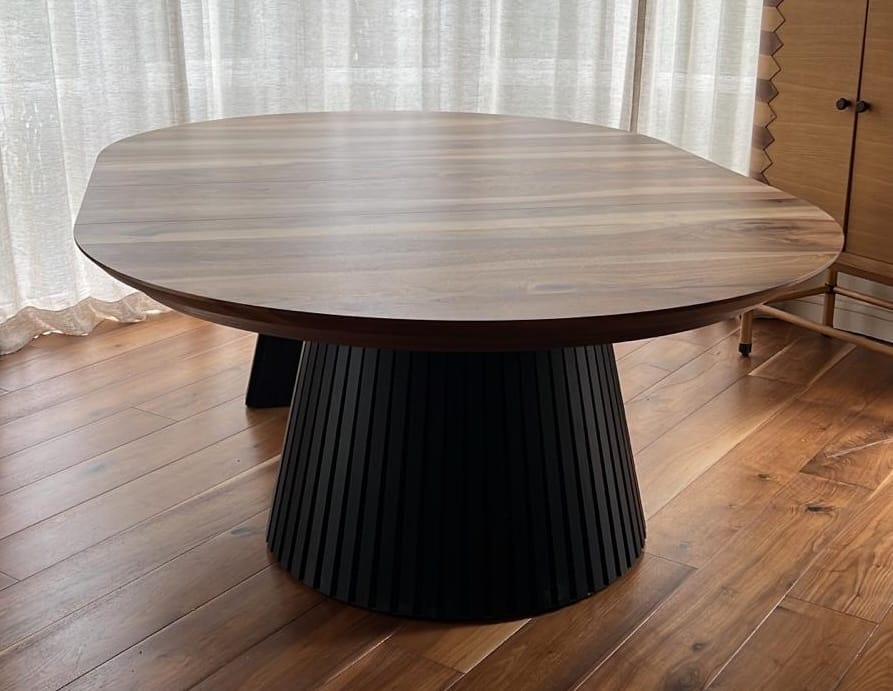 Customer photo review of Vivien Extendable Round Dining Table in Darker Walnut