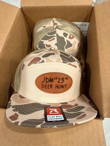 Customer photo review of Custom Leather Patch 7 Panel Trucker Hat - Richardson 168P